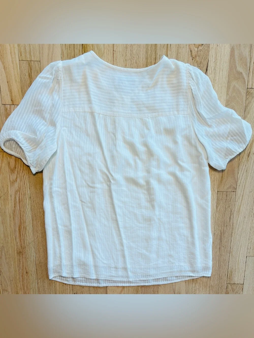 LOFT Embroidered Lace Puff Sleeve Blouse Ivory White Boho Lace Size Small S - Picture 6 of 6